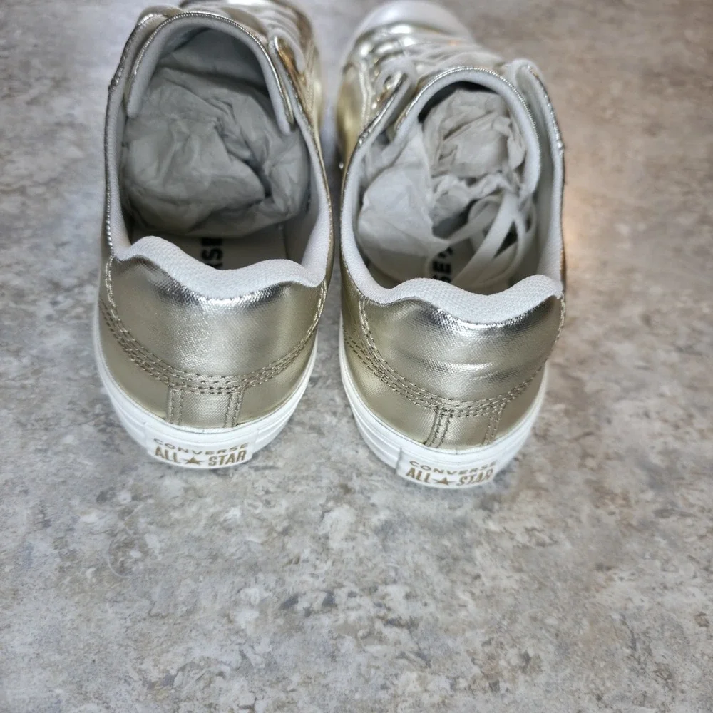 Converse Womens Size‎ 8 Sneaker Gold Metallic Shoes Dainty Lucky Ox A15448C New